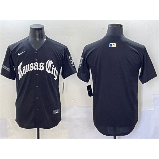 Men's Kansas City Royals Blank Black 'Gothic Crown Edition' Vapor Premier Limited Stitched Baseball Jersey - Ujersey