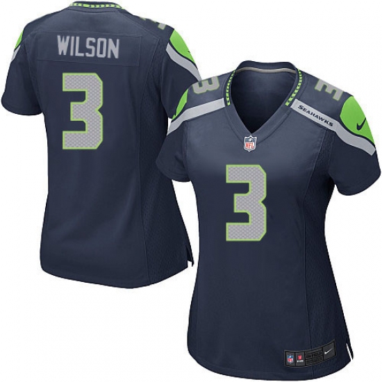 Women's Nike Seattle Seahawks #3 Russell Wilson Game Steel Blue Team Color NFL Jersey - Ujersey