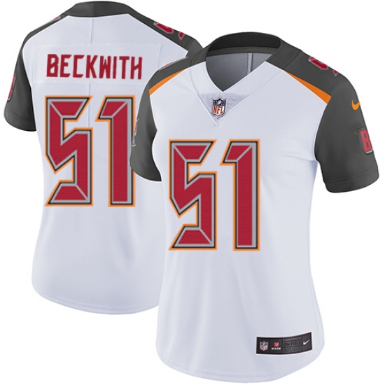 Women's Nike Tampa Bay Buccaneers #51 Kendell Beckwith White Vapor Untouchable Limited Player NFL Jersey - Ujersey