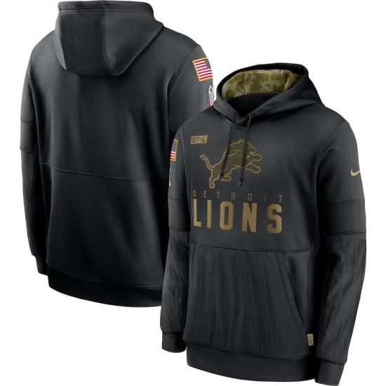Men's NFL Detroit Lions 2020 Salute To Service Black Pullover Hoodie - Ujersey
