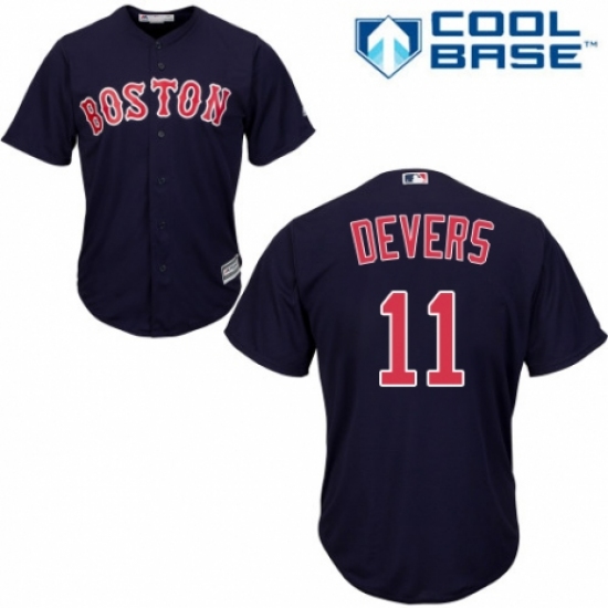 Men's Majestic Boston Red Sox #11 Rafael Devers Replica Navy Blue Alternate Road Cool Base MLB Jersey - Ujersey