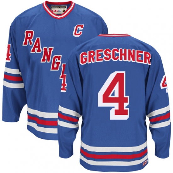 Men's CCM New York Rangers #4 Ron Greschner Authentic Royal Blue Heroes of Hockey Alumni Throwback NHL Jersey - Ujersey