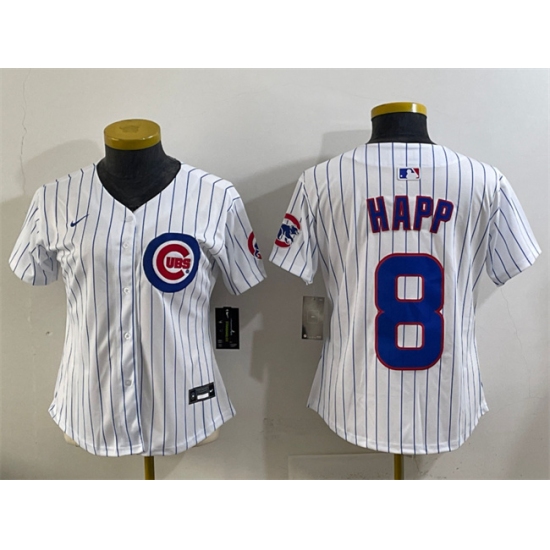 Youth Chicago Cubs #8 Ian Happ White Home Limited Stitched Baseball Jersey - Ujersey