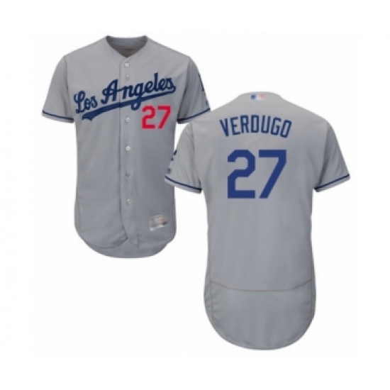 Men's Los Angeles Dodgers #27 Alex Verdugo Grey Road Flex Base Authentic Collection Baseball Player Jersey - Ujersey