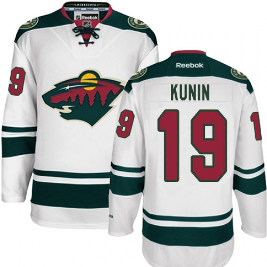 Youth Reebok Minnesota Wild #19 Luke Kunin Authentic White Away NHL Jersey - Ujersey