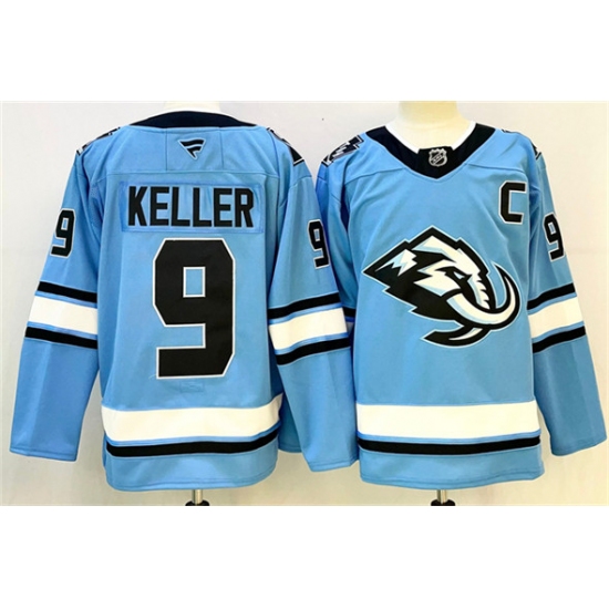 Men's Utah Mammoth #9 Clayton Keller Blue 2025 With C Stitched Jersey