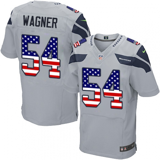 Men's Nike Seattle Seahawks #54 Bobby Wagner Elite Grey Alternate USA Flag Fashion NFL Jersey - ujerseystore