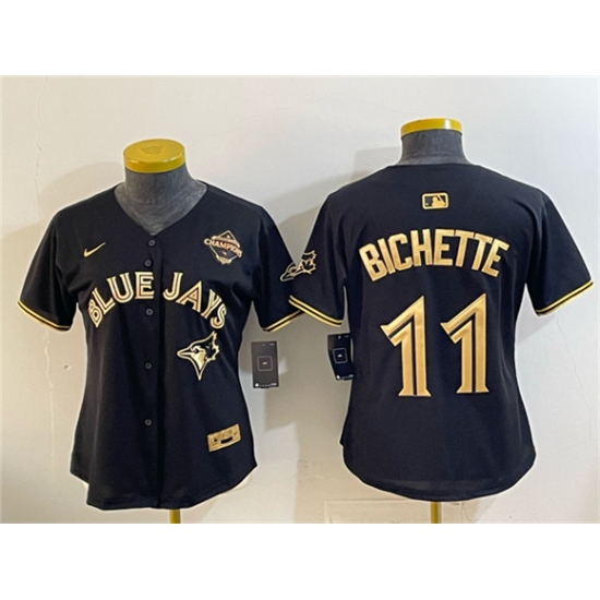 Youth Toronto Blue Jays #11 Bo Bichette Black Gold 2025 American League Champions Limited Stitched Jersey - Ujersey