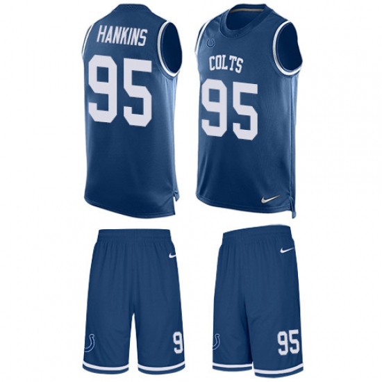 Men's Nike Indianapolis Colts #95 Johnathan Hankins Limited Royal Blue Tank Top Suit NFL Jersey - Ujersey