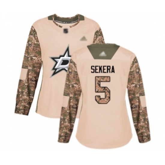 Women's Dallas Stars #5 Andrej Sekera Authentic Camo Veterans Day Practice Hockey Jersey - Ujersey