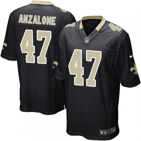 Men's Nike New Orleans Saints #47 Alex Anzalone Game Black Team Color NFL Jersey - Ujersey