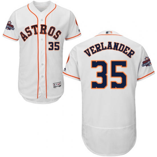 Men's Majestic Houston Astros #35 Justin Verlander Authentic White Home 2017 World Series Champions Flex Base MLB Jersey - Ujersey
