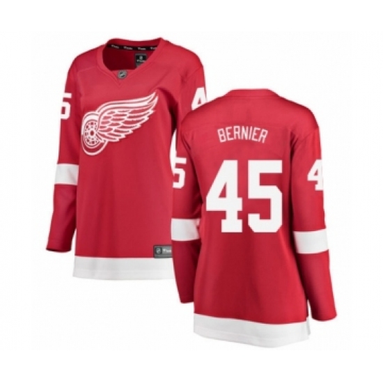 Women's Detroit Red Wings #45 Jonathan Bernier Authentic Red Home Fanatics Branded Breakaway NHL Jersey - Ujersey