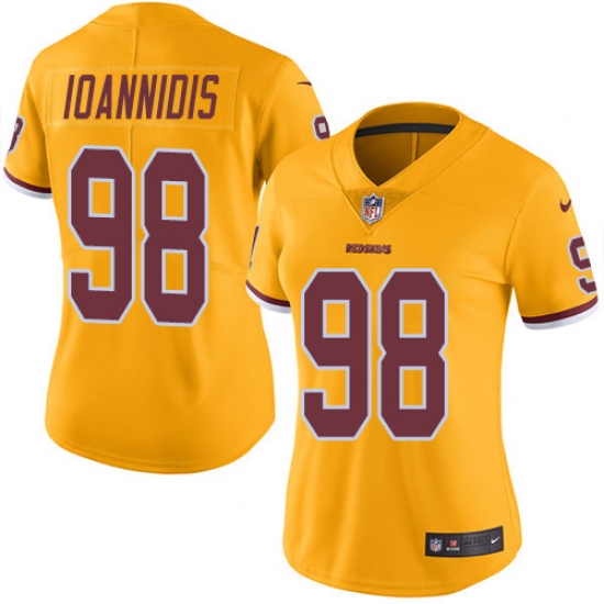 Women's Nike Washington Redskins #98 Matthew Ioannidis Limited Gold Rush Vapor Untouchable NFL Jersey