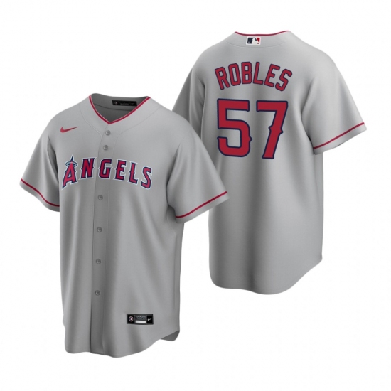 Men's Nike Los Angeles Angels #57 Hansel Robles Gray Road Stitched Baseball Jersey - Ujersey