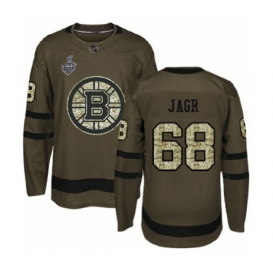 Youth Boston Bruins #68 Jaromir Jagr Authentic Green Salute to Service 2019 Stanley Cup Final Bound Hockey Jersey - Ujersey