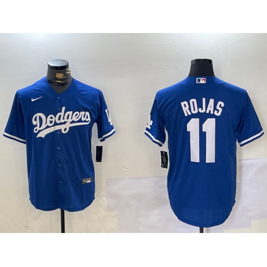 Men's Los Angeles Dodgers #11 Miguel Rojas Blue Cool Base Stitched Jersey - Ujersey