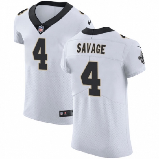 Men's Nike New Orleans Saints #4 Tom Savage White Vapor Untouchable Elite Player NFL Jersey - Ujersey