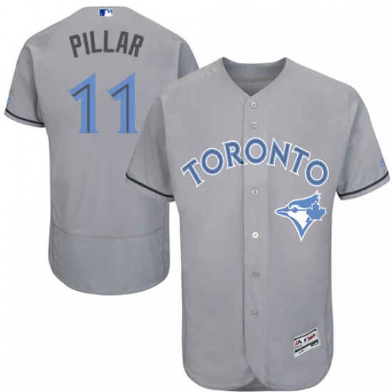 Men's Majestic Toronto Blue Jays #11 Kevin Pillar Authentic Gray 2016 Father's Day Fashion Flex Base MLB Jersey - Ujersey