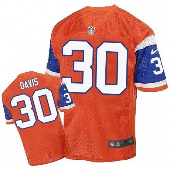 Men's Nike Denver Broncos #30 Terrell Davis Elite Orange Throwback NFL Jersey - Ujersey