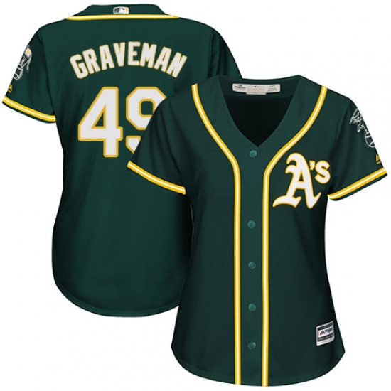 Women's Majestic Oakland Athletics #49 Kendall Graveman Replica Green Alternate 1 Cool Base MLB Jersey - Ujersey