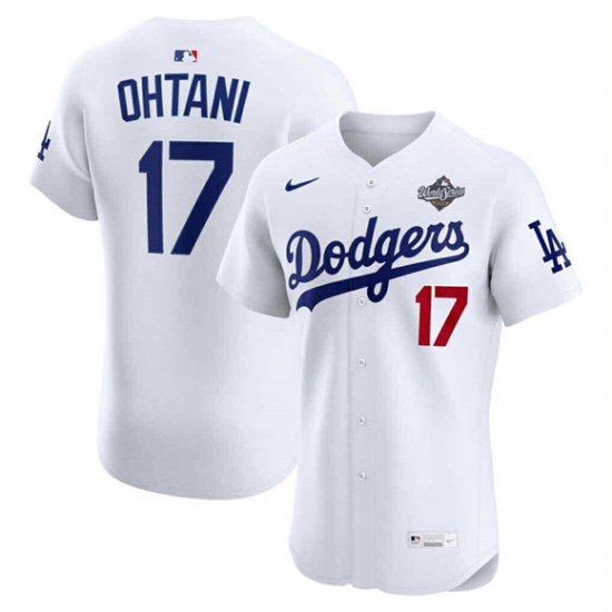 Men's Los Angeles Dodgers #17 Shohei Ohtani White 2025 World Series Cool Base Sttiched Jersey - Ujersey