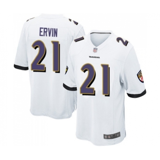 Men's Baltimore Ravens #21 Tyler Ervin Game White Football Jersey - Ujersey