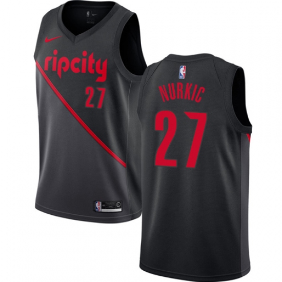 Youth Nike Portland Trail Blazers #27 Jusuf Nurkic Swingman Black NBA Jersey - 2018 19 City Edition - Ujersey