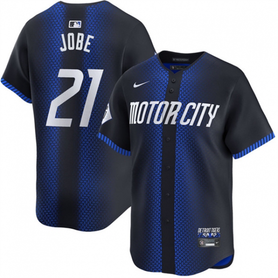 Men's Detroit Tigers #21 Jackson Jobe Navy City Connect Cool Base Stitched Baseball Jersey - Ujersey
