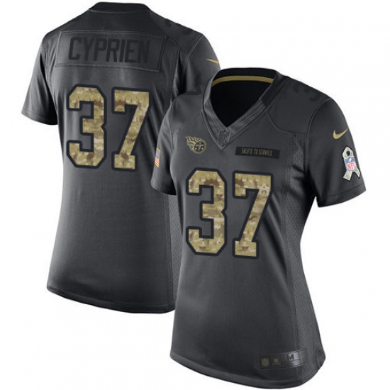 Women's Nike Tennessee Titans #37 Johnathan Cyprien Limited Black 2016 Salute to Service NFL Jersey - Ujersey