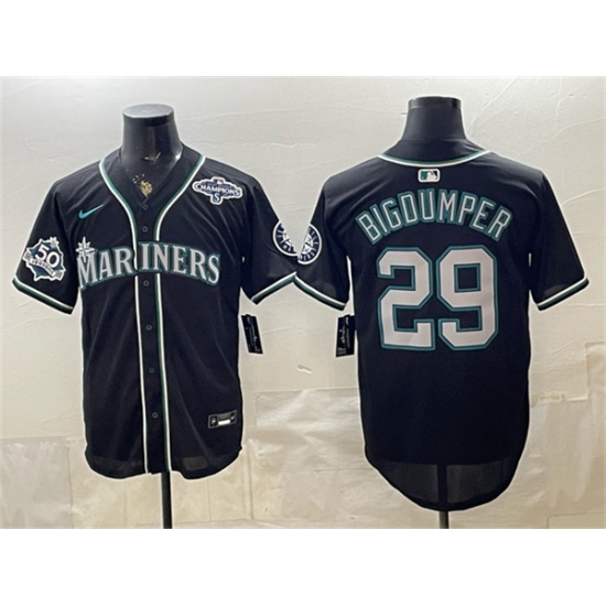 Men's Seattle Mariners #29 Big Dumper 50th Anniversary Black Out Style Vapor Premier Limited Stitched Baseball Jersey - Ujersey