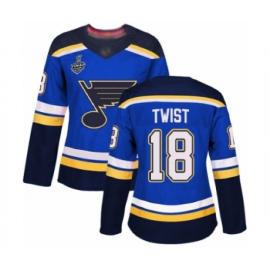 Women's St. Louis Blues #18 Tony Twist Premier Royal Blue Home 2019 Stanley Cup Final Bound Hockey Jersey - Ujersey