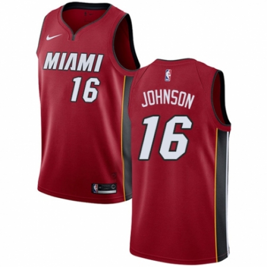 Men's Nike Miami Heat #16 James Johnson Authentic Red NBA Jersey Statement Edition - Ujersey