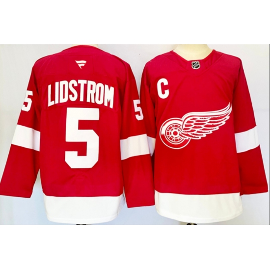 Men's Detroit Red Wings #5 Nicklas Lidstrom Red 2024-25 Stitched Jersey - Ujersey