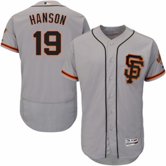 Men's Majestic San Francisco Giants #19 Alen Hanson Grey Alternate Flex Base Authentic Collection MLB Jersey - Ujersey