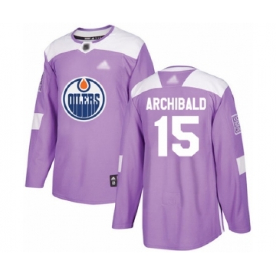 Men's Edmonton Oilers #15 Josh Archibald Authentic Purple Fights Cancer Practice Hockey Jersey - Ujersey