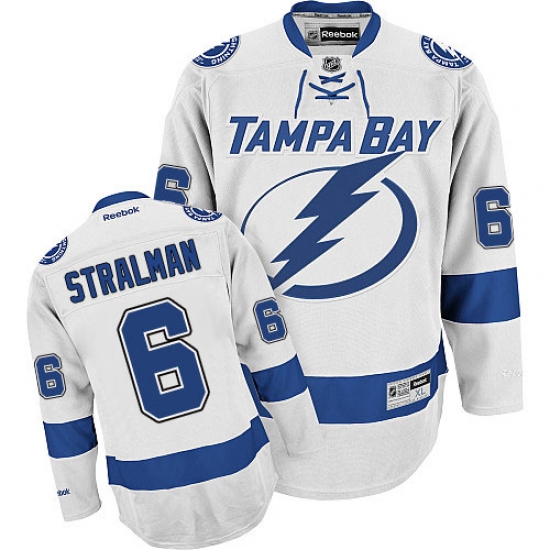 Women's Reebok Tampa Bay Lightning #6 Anton Stralman Authentic White Away NHL Jersey - Ujersey