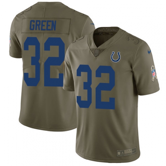 Men's Nike Indianapolis Colts #32 T.J. Green Limited Olive 2017 Salute to Service NFL Jersey - Ujersey