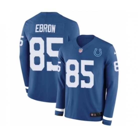 Youth Nike Indianapolis Colts #85 Eric Ebron Limited Blue Therma Long Sleeve NFL Jersey - Ujersey