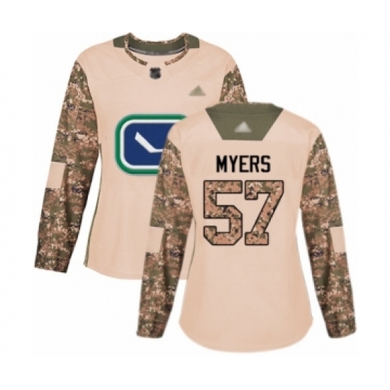 Women's Vancouver Canucks #57 Tyler Myers Authentic Camo Veterans Day Practice Hockey Jersey - Ujersey