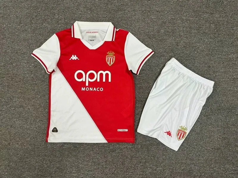 AS Monaco Soccer Jersey Home Kids kit Jerseys+Shorts 2024/25 - U-jersey