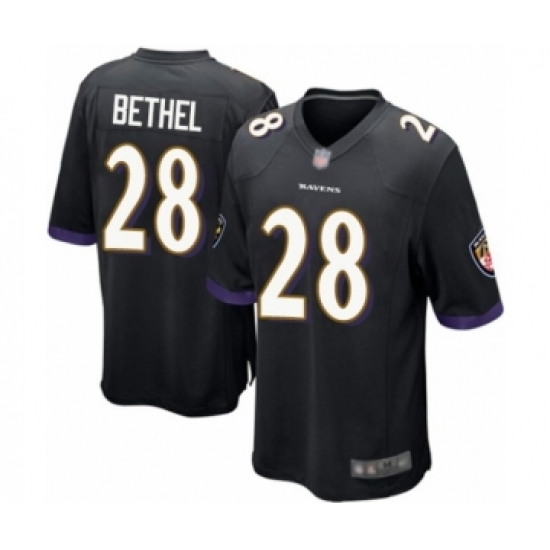 Men's Baltimore Ravens #28 Justin Bethel Game Black Alternate Football Jersey - Ujersey