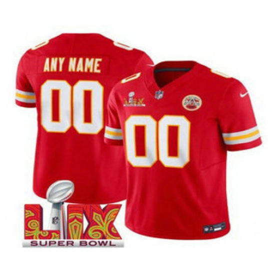 Men's Kansas City Chiefs Customized Red 2025 Super Bowl LIX FUSE Vapor Limited Jersey - Ujersey