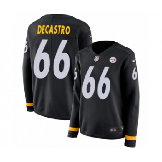 Women's Nike Pittsburgh Steelers #66 David DeCastro Limited Black Therma Long Sleeve NFL Jersey - Ujersey