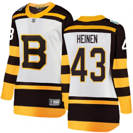 Women's Boston Bruins #43 Danton Heinen White 2019 Winter Classic Fanatics Branded Breakaway NHL Jersey