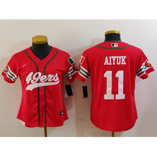 Women's San Francisco 49ers #11 Brandon Aiyuk Red Mexico Cool Base Stitched Baseball Jersey - Ujersey