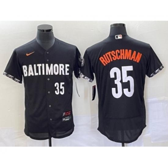 Men's Baltimore Orioles #35 Adley Rutschman Number Black 2023 City Connect Flex Base Stitched Jersey 2 - Ujersey