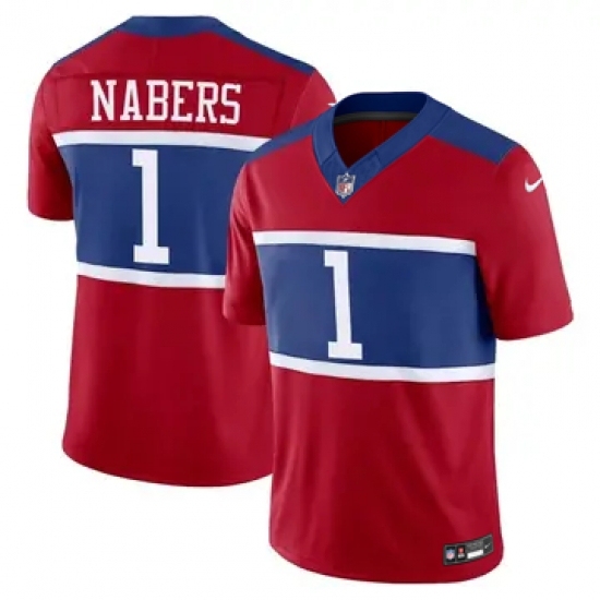 Youth Men New York Giants #1 Malik Nabers Red Vapor Untouchable Limited Stitched Jersey - Ujersey