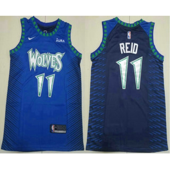 Men's Minnesota Timberwolves #11 Naz Reid Blue Black City Edition Swingman Stitched Jersey - Ujersey