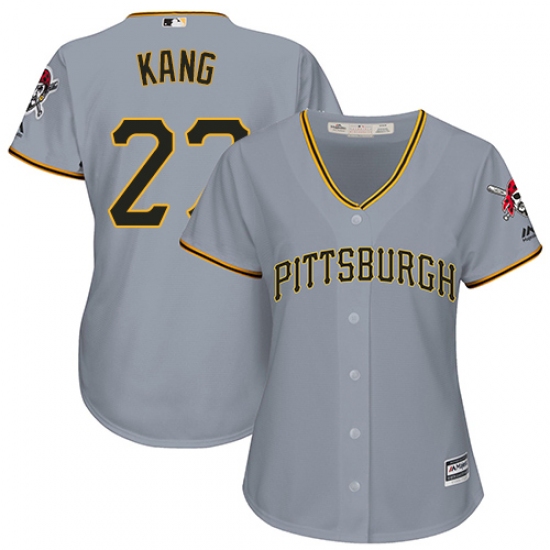 Women's Majestic Pittsburgh Pirates #27 Jung-ho Kang Authentic Grey Road Cool Base MLB Jersey - Ujersey